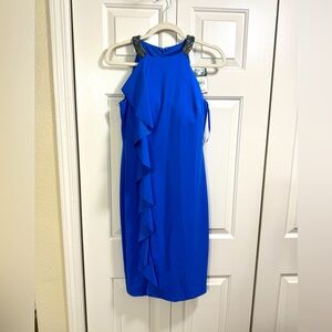 Ralph Lauren Royal Blue Ruffle Midi Dress Sz 4